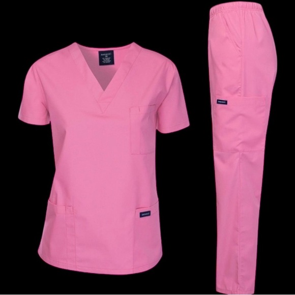Dagacci Other - DAGACCI Pink Medical Scrub Set - V-Neck Top & Elastic Waist Pants small